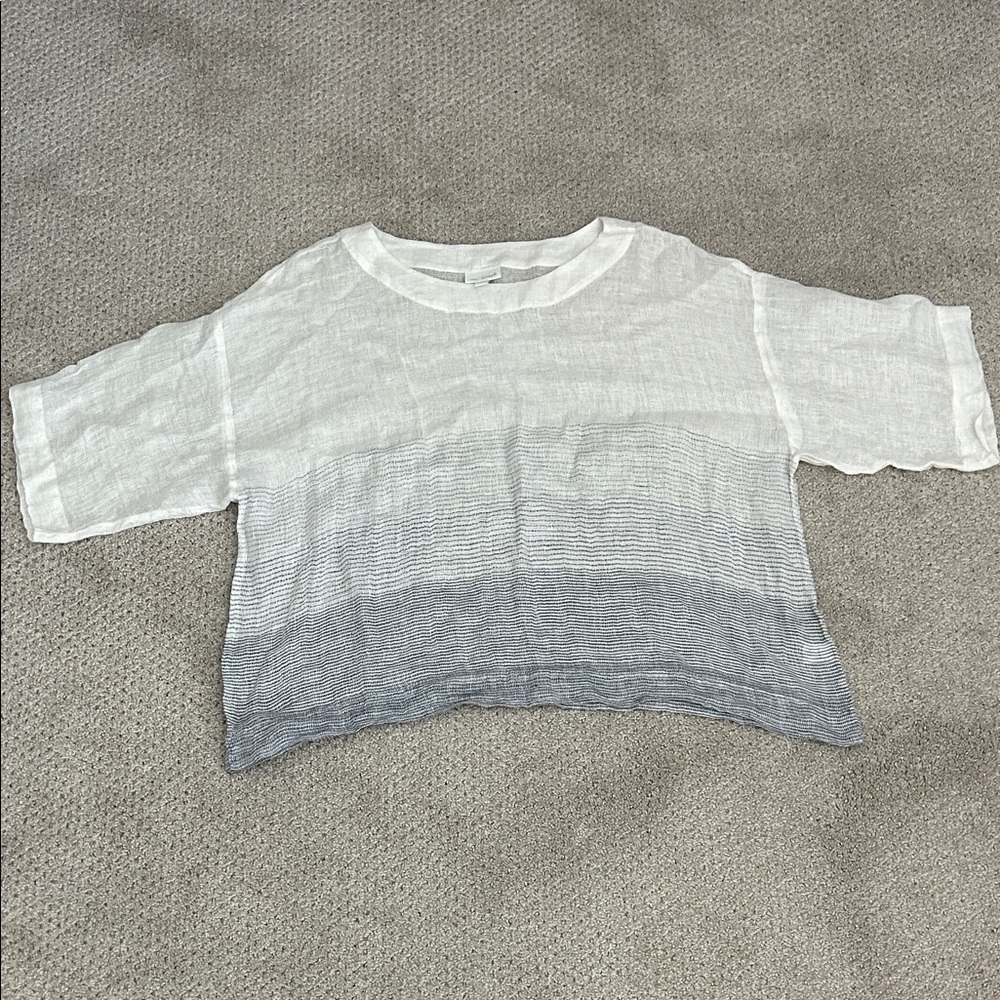 J. Jill Love Linen Cropped Oversized Box Top Blouse